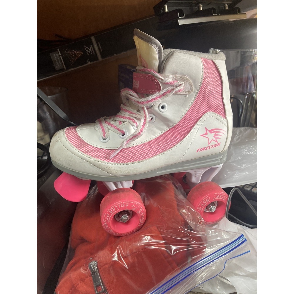Roller Derby- Firestar Kids Roller Skates Size 3 Pink/White